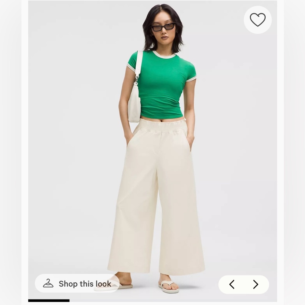 Lululemon high waisted ruffle top Cream Cropped Pants